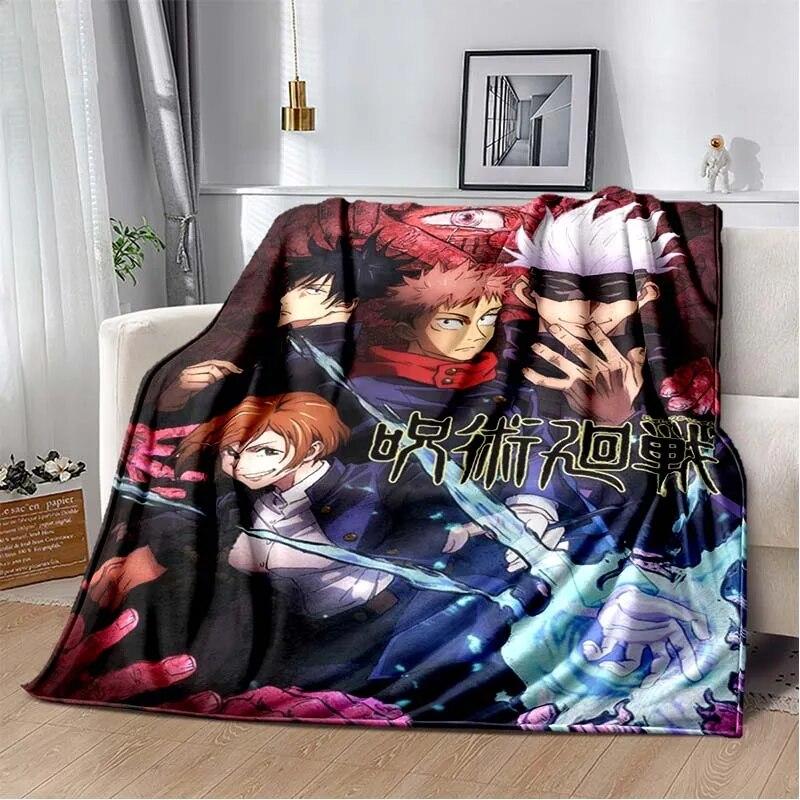 3D Print J-Jujutsu-K- Kaisen Anime Pattern Flannel Blanket,Multi-purpose Holiday Gift Blanket Warm And Soft Blankets All Seasons