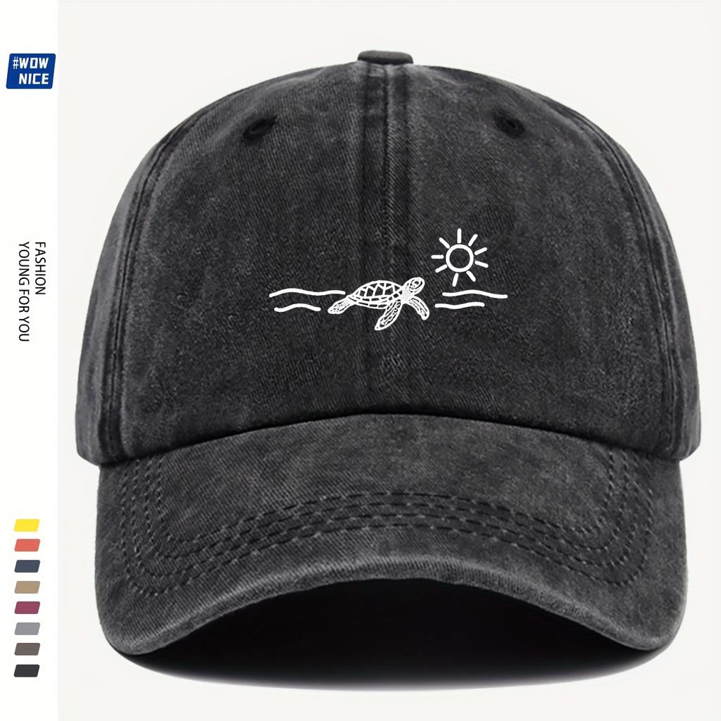 pc Adjustable Turtle Print Baseball Cap Lightweight Comfortable and Breathable Urban Casual Sun Hat Suitable for Beach Vacat