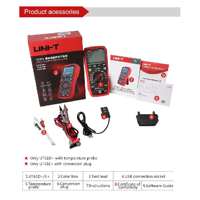 UNI T UT61B+ UT61E+ UT61D+ Smart Professional Digital Multimeter Tester Unit True RMS Auto Range 6000 Counts DC AC 1000V