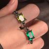 Vintage Emerald Multicolored Square Zirconia Chop Rings for Women Geometric Adjustable Ring Trendy Party Jewelry