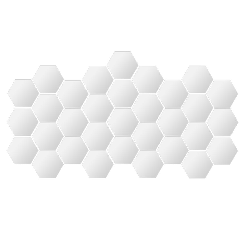 Mirror Wall Stickers Removable Hex Decals Home Living Room Bedroom Decoration Silver18x16x9.2cm (234pcs Sticker) 32Pcs