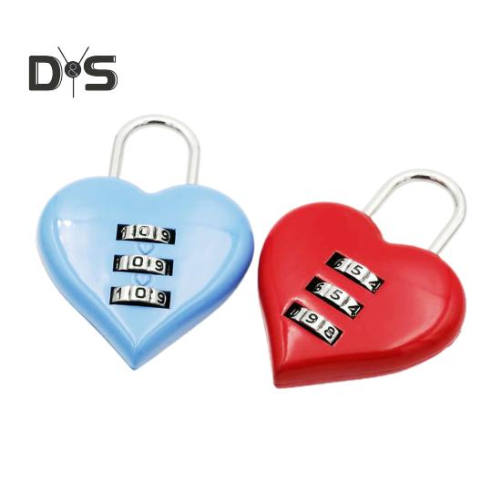 Stainless Heart Lock 3 Numbers Chic Suitcase Box Padlock