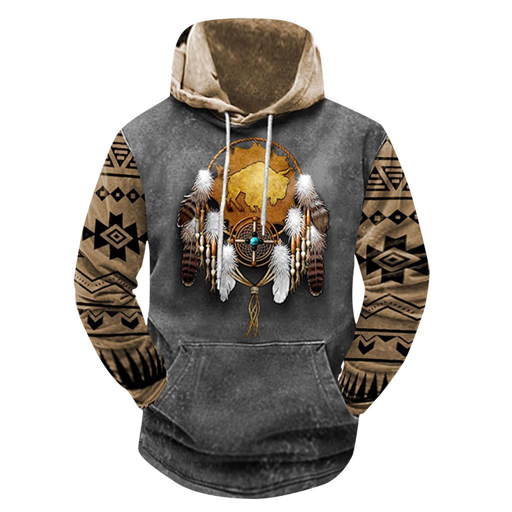 Модный свободный мужской и женский свитер с капюшоном с длинным рукавом и принтом