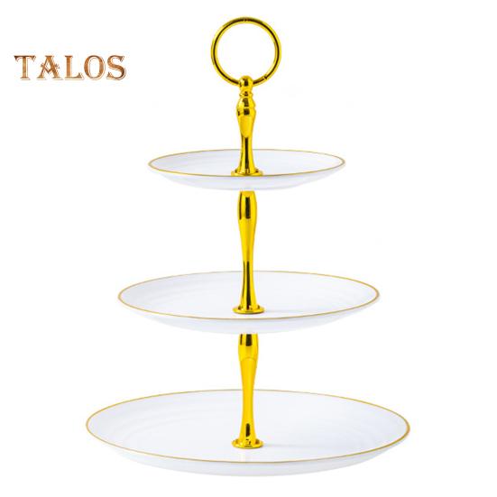 3-х уровневая подставка для кексов, чашка с золотыми краями, чашка для торта, десертная башня, пластиковый многоуровневый поднос, металлический стержень, украшение для детского душа, свадьбы, дня рождения
