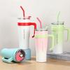 40 Oz Vacuum Insulated Tumbler with Handle - Stainless Steel Coffee Travel Mug with Lid and Straws, Keep Drinks Cold 34 Hours or Hot 12 Hours