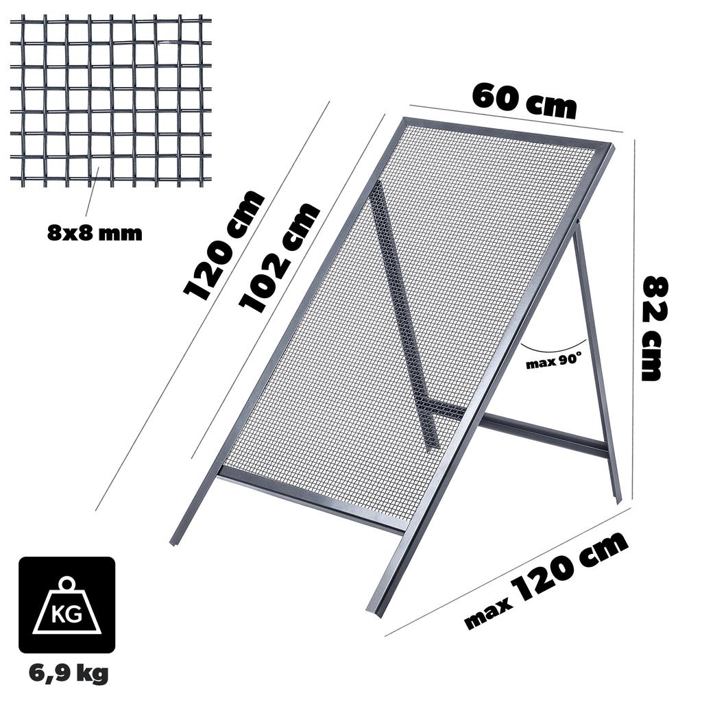 Строительное сито KADAX для песка, грунта, каменной кладки, 120х60см, гравий, сетка 8мм