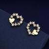 Hot Sale 925 Silver Women Hoop Earrings Luxury Sparkling Pave CZ U Shape Star Moon Fashion Earring for Girl