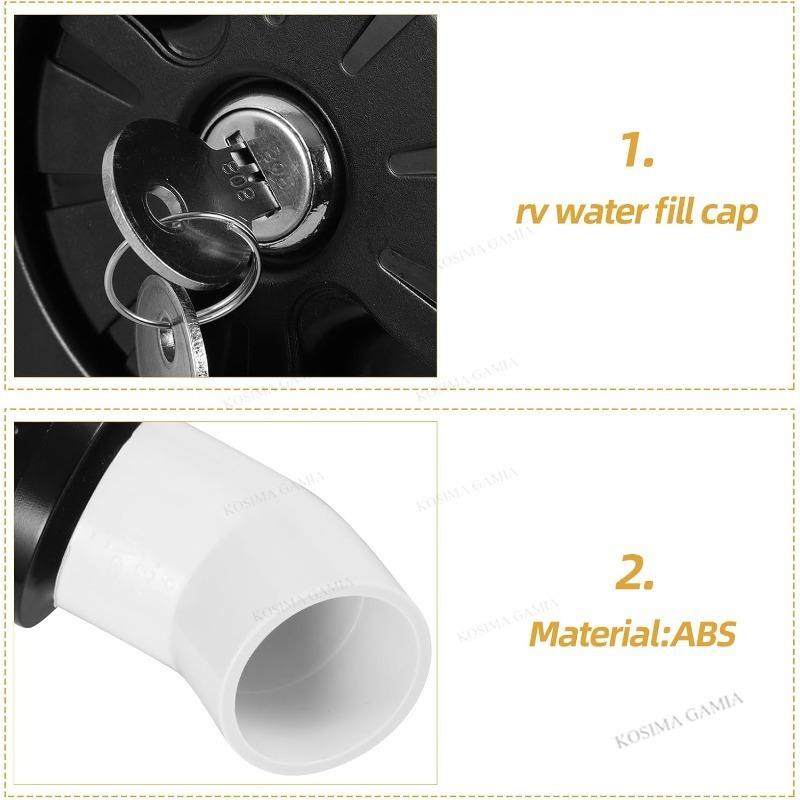 RV Water Tank Fill Cap RV Accessories Caravan Round Gravity Water Inlet with Lock for RV Boat Camper Trailer Exterior Hatch