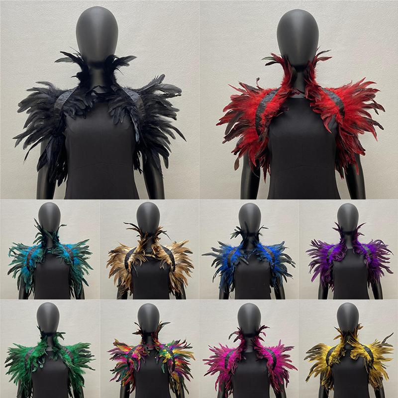 Halloween Cosplay Shawl Natural Feather Shrugs Shawl Luxury Feather Cape