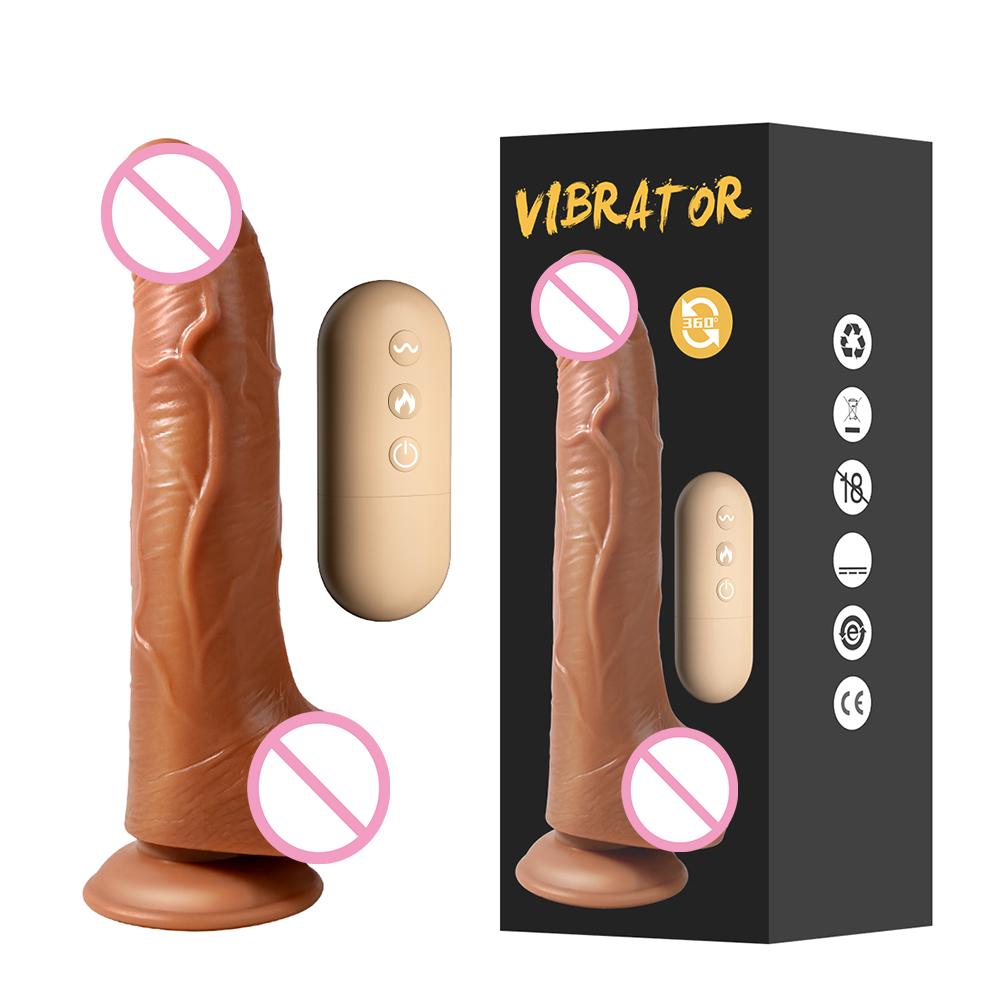 Реалистичный дилдо G-точка вибратор пульт управления сильная присоска телескопический нагрев 360° вращение взрослая секс-игрушка для женщин пары