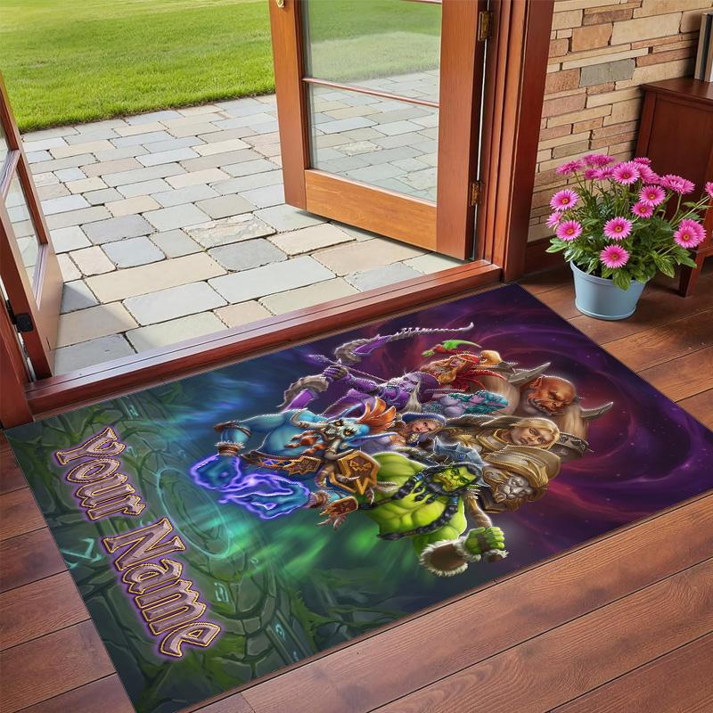 Crystal Velvet Rug Custom Name Text, Soft Non Slip Floor Mat Home DecorWorld of Warcraft