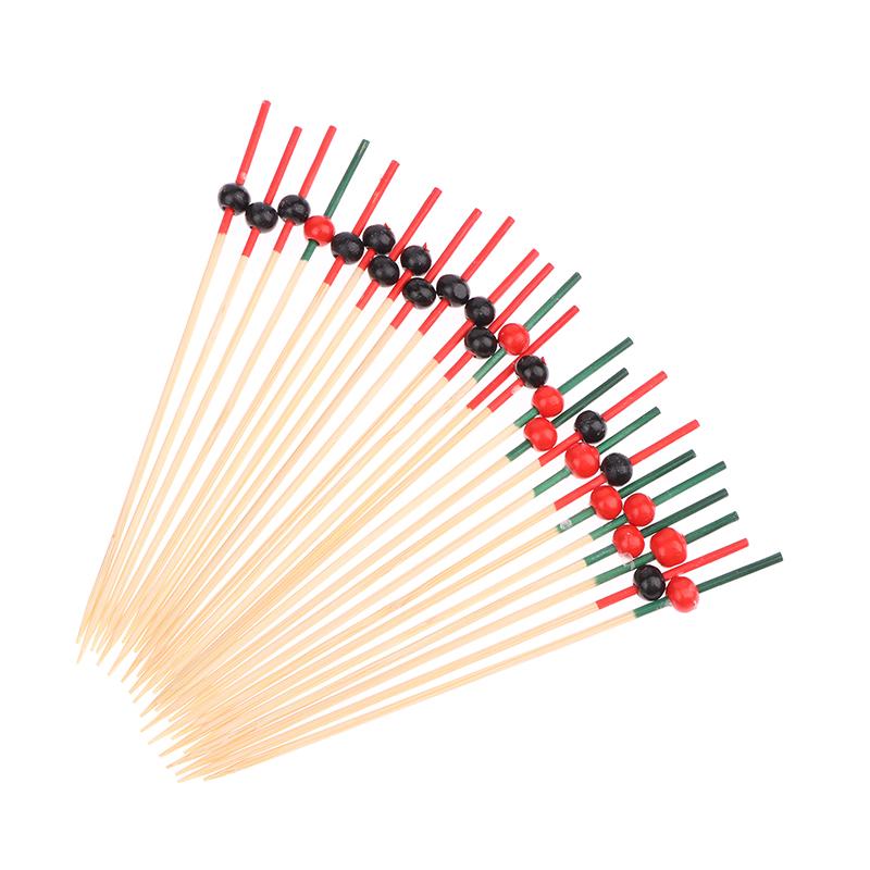 100Pcs 12Cm Bamboo Toothpicks Pick Buffet Cupcake Fruit Fork Party Dessert Salad Stick Cocktail Skewer For Wedding Party Decor