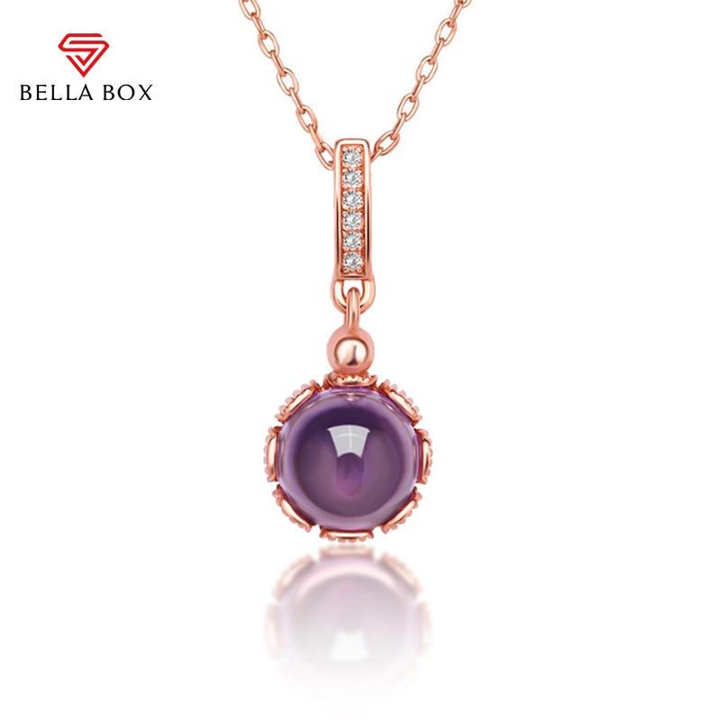 BELLA BOX Модные подвески с аметистом, классические круглые украшения с фиолетовым цирконом