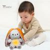 Baby Breathing Rabbit Plush Toy with Soothing Music Light Musical Strawberry Carrot Bunny Plushie Stuffed Animal Doll Soother Newborn Infant Boys
