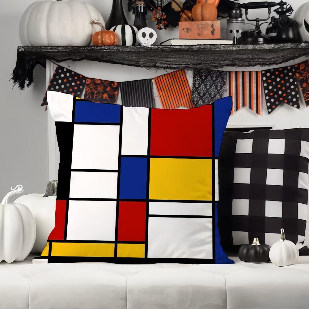 Fashion Print Piet Mondrian Pillow Case Office Cushions Suitable For Sofa Car Bedroom Decorative Cushion Cover