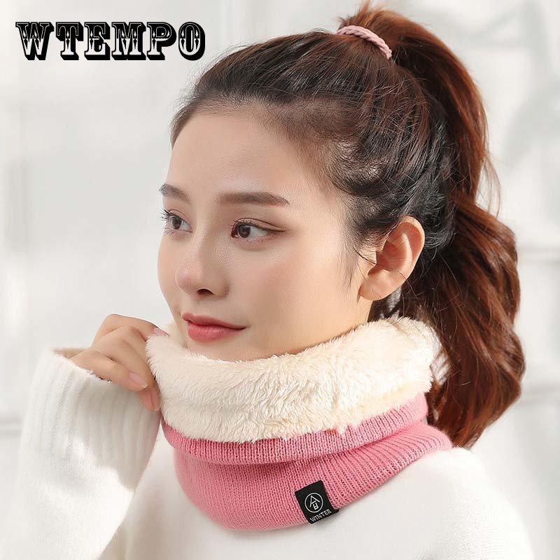WTEMPO Bib Women's Autumn and Winter Warm Knitted Scarf Fashion All-match Solid Color Riding Outdoor Protective Cervical Collar Trendy Men