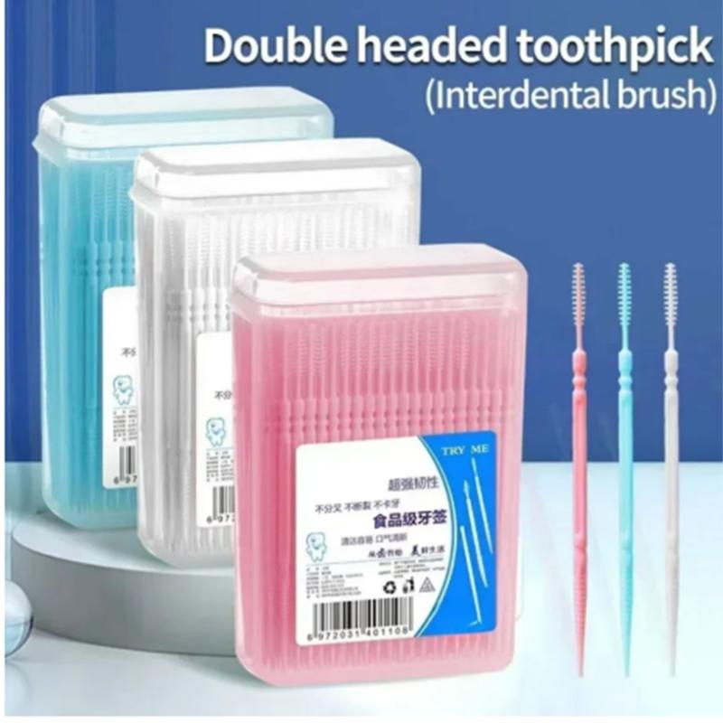 Food Grade Double Sided Toothpicks With Brush Head Disposable Teeth Cleaning Picks For Daily Oral Care