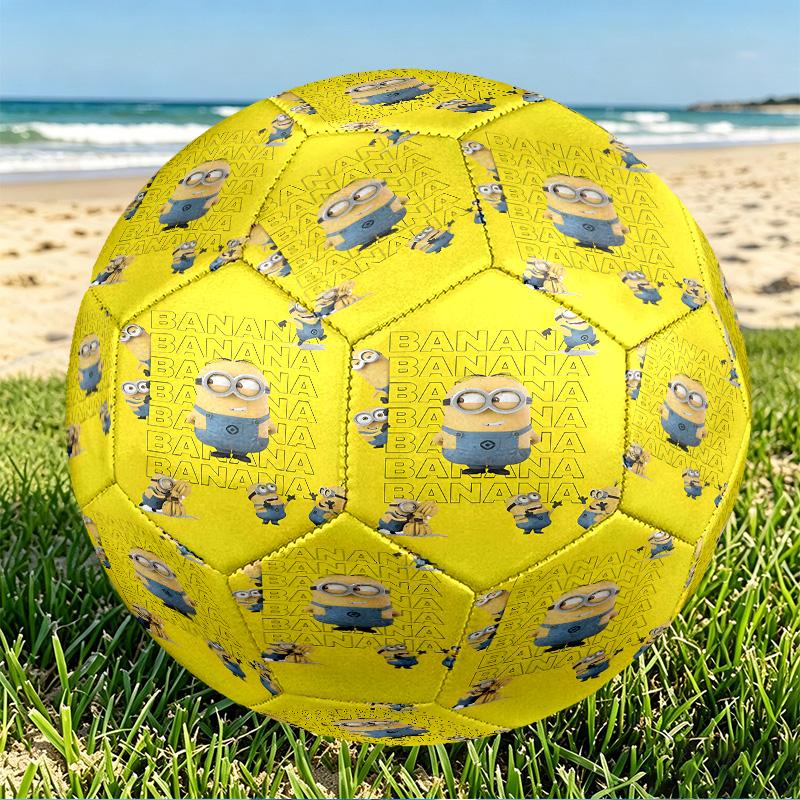 Minions Print Size 5 Soccer Ball, PU Wear Resistant Football for Match Training and Daily Practice, Birthday Gift for Soccer Fans