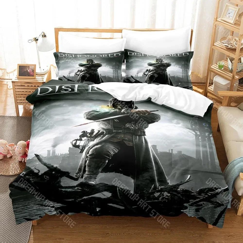 3D Печать Dishonored Комплект постельного белья Односпальный Полуторный Двуспальный Евро-кровать King Size Комплект для кровати Взрослый Детская спальня Пододеяльник Комплекты Аниме Комплект простыней
