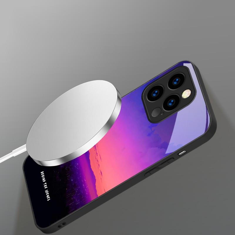 Темно-синяя морская вода Подходит для iPhone 16E 17 Pro Max 15 Pro 14 13 Plus 12 mini 11 16 Air 17Pro магнитостойкий стеклянный чехол для телефона