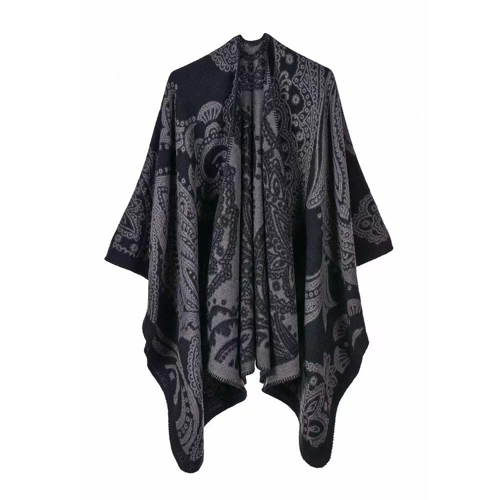 Scarf Women'S Versatile Thickened Warm Shawl Women'S Cashew Nut Flower Cashmere Cape