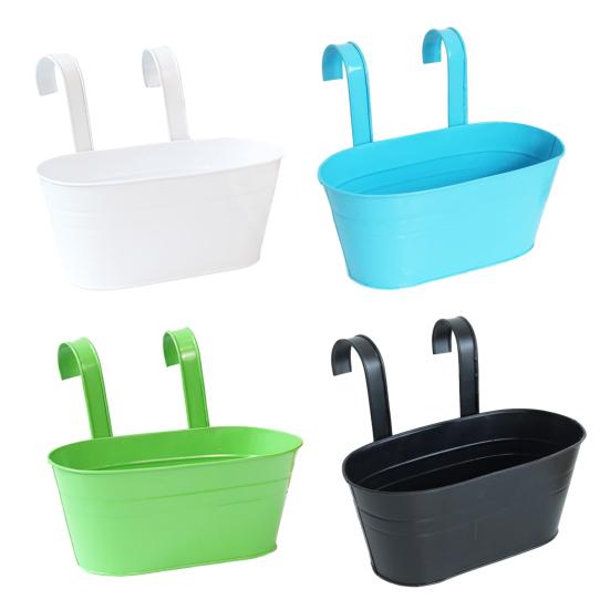 4 Pcs Iron Hanging Flower Pots Wall Planters with Detachable Hooks Drainage Holes Indoor Outdoor Hanging Planters