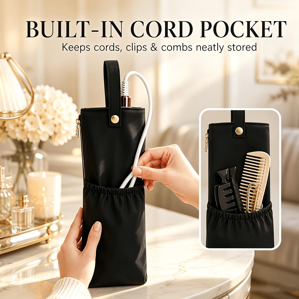 Hanging Insulated Travel Storage Pouch, Portable Bag for Curling Iron, Straightener and Flat Iron Hair Styling Tools