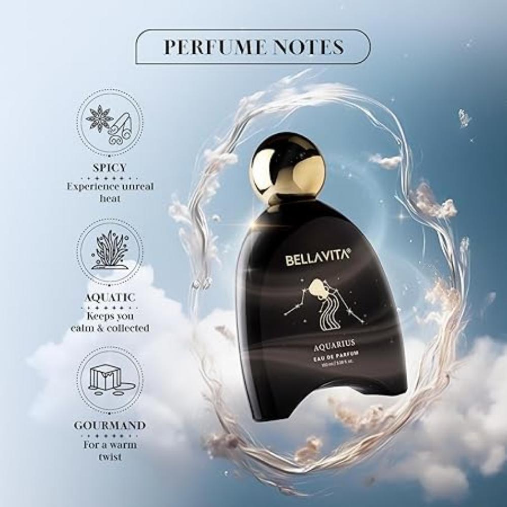BELLAVITA Коллекция Zodiac Водолей EDP Унисекс | Бергамот, Бобы тонка и Мускус | Премиальный Стойкий Аромат Парфюм для Мужчин и Женщин, 100мл