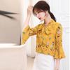 Spring and Summer Women's Short-sleeved Chiffon Shirt Tops with Trumpet Sleeves Slimming Bottoming Shirt