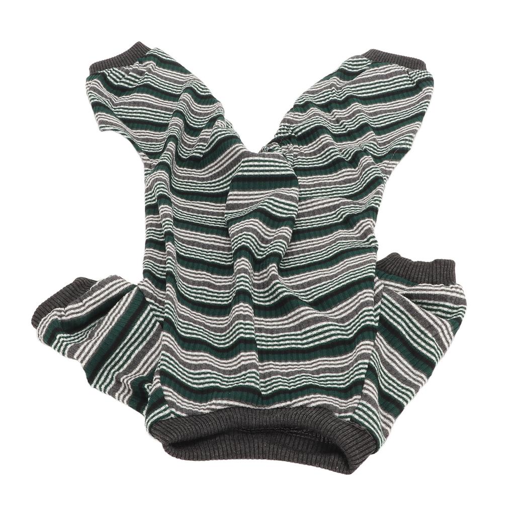 Striped Dog Pajamas Soft Elastic Spring Summer Onesie Puppy Pajamas for Photo Shoots Parties Green S