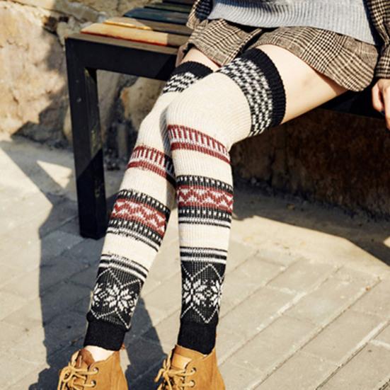 Вязаные носки, украшающие дышащие женские вязаные гетры до бедра, для покупок