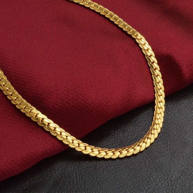 European and American Ins Fashion Jewelry 5MM Full Side Gold-plated Necklace