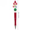 12PCS Red Green Christmas Bead Ballpoint Pen, Santa Claus Snowman Pine Tree Rotating Black Pen,Student Writing Stationery Office Signature Pen Supplie