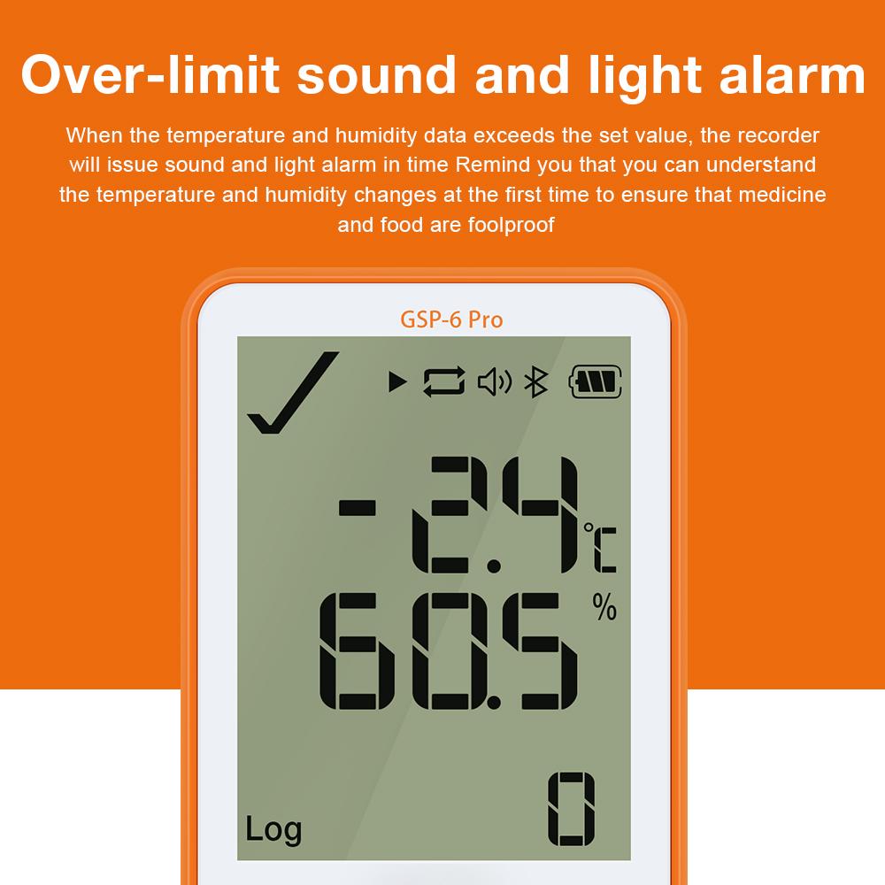 Bluetooth GSP-6Pro 100000 Регистратор данных температуры Регистратор влажности Точечный регистратор температуры для холодильной цепи
