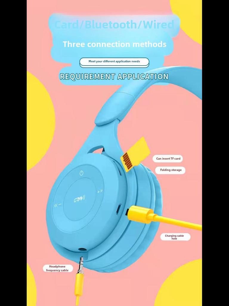 Гарнитура Bluetooth Y08 Heavy Bass Foldable Macaron — беспроводные наушники с креплением на голове