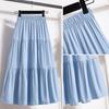 Женская летняя мода с юбкой с высокой талией, свободная тонкая юбка А-силуэта, плиссированная юбка