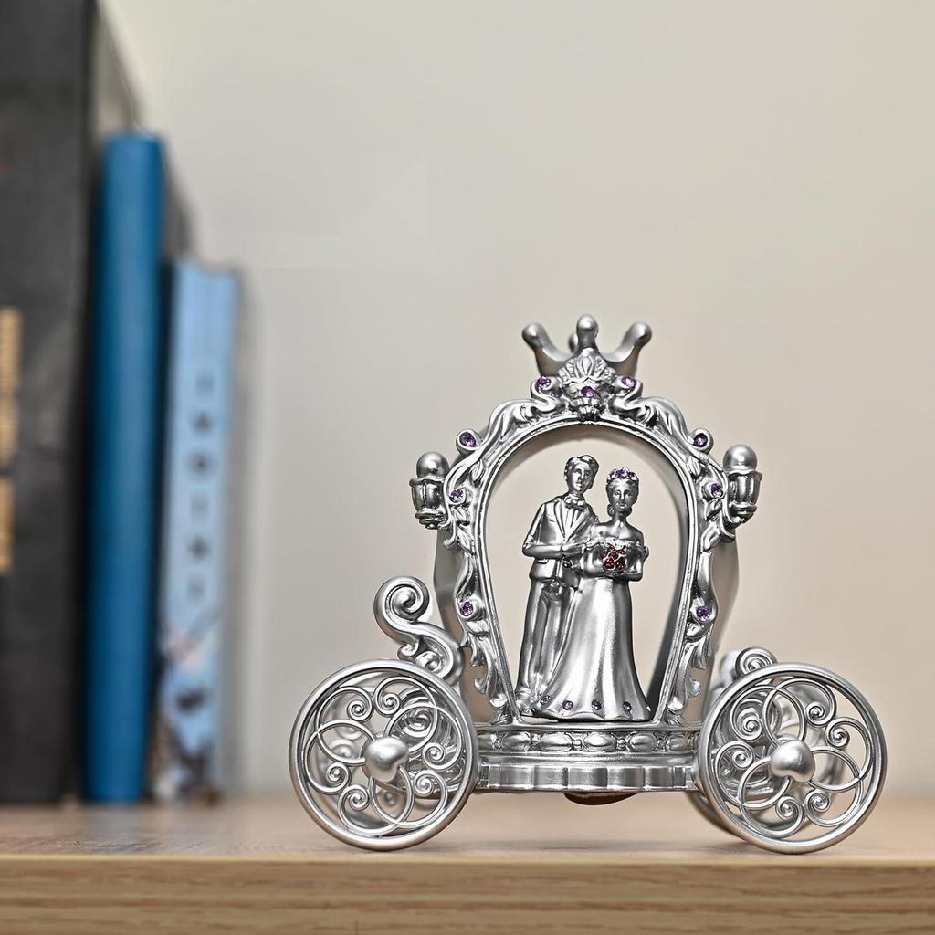 Серебряная отделка, парная статуэтка с тележкой | Статуэтка любви для помолвки, свадьбы, Дня святого Валентина, годовщины, подарков на день рождения | Элегантный домашний декор