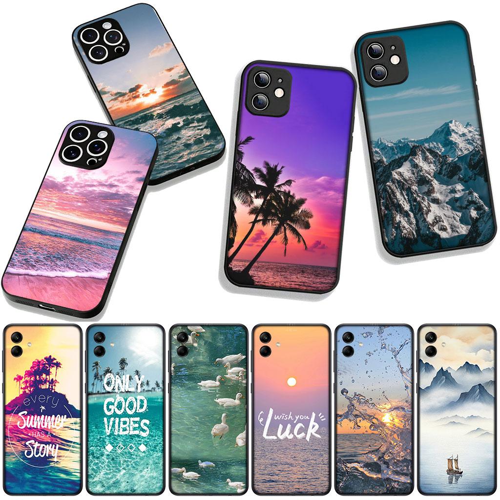 for Samsung Galaxy A25 A37 A57 A12 A14 A50 A51 A70 A71 A72 A21S A04 M15 Note 20 9 8 10 Case Beach Mountain Sea Travel Sand