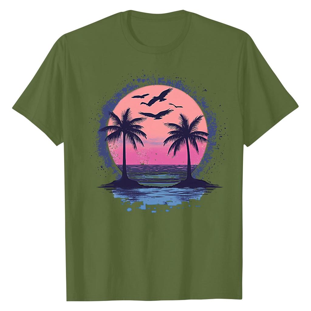 Women's Fashion Casual Printed Short Sleeve Round Neck Pullover Tops