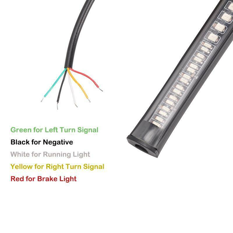 2pcs Universal 48 LEDs Motorcycle Soft Rubber Light Bar Strip Tail Brake Stop Turn Signal Lights License Plate