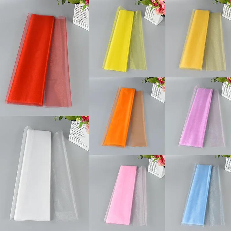New 5/10m Tulle Wedding Organza Roll Sheer Crystal Organza Fabric for Wedding Decoration Mariage Yarn Birthday Event Party Suppl
