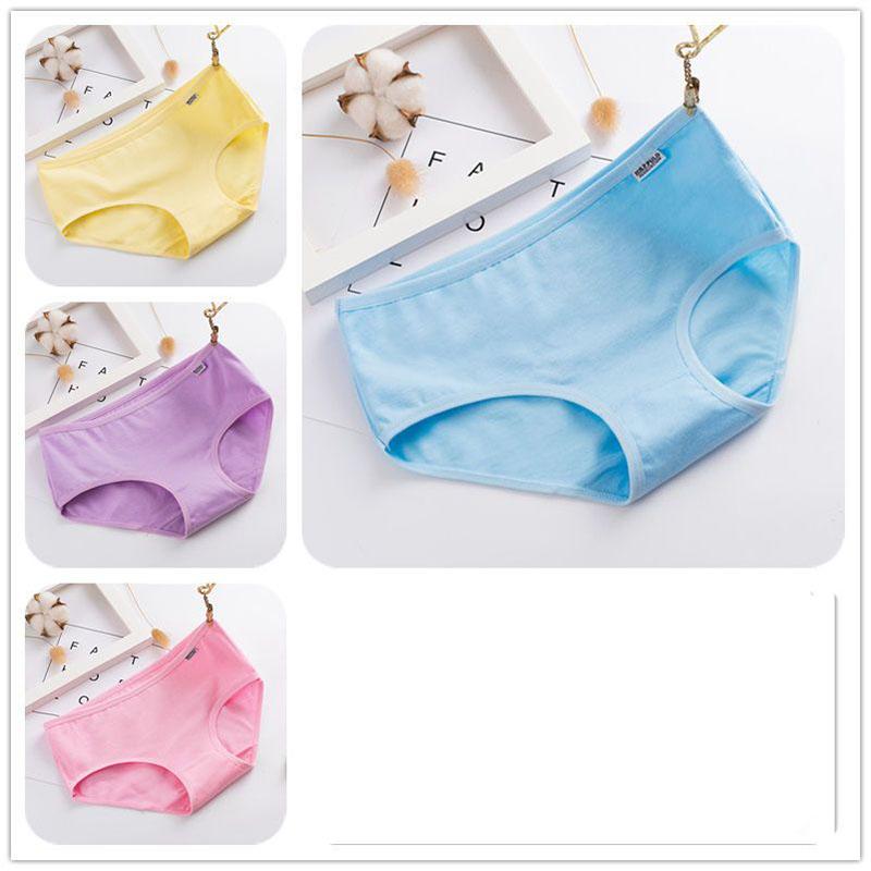 4 Pcs Women's Panties Cotton Girls' Panties Light and Breathable Trunks