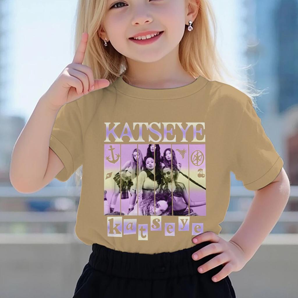 Katseye Print Girls Tshirt Toddler Top Summer Short Sleeve Tops Girl Group Katseye Graphic T Shirt Kids Casual Cotton Tshirt