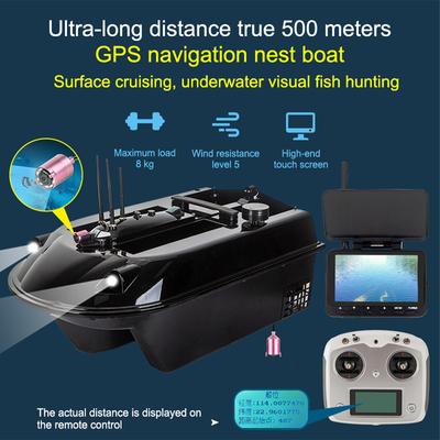 500 м беспроводная GPS RC лодка для рыбалки с приманкой, большая емкость 8 кг, автоматический возврат, 4 контейнера для приманки, лодка для приманки с 4,3