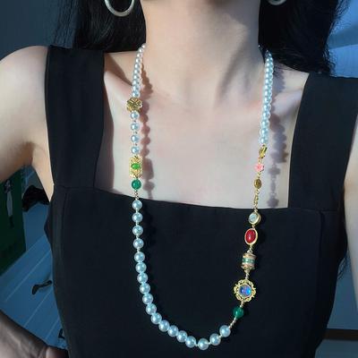 Винтажное Высококачественное Прочное Легкое Искусственный Хрусталь Ожерелье Ожерелье Цепочка для Свитера