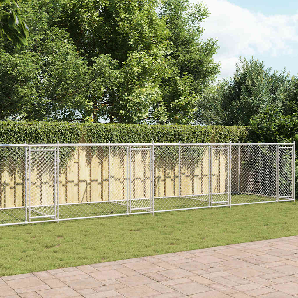 Vidaxl Klatka Dla Psa, Z Drzwiami, Szara, 12X2X1,5 M, Stal