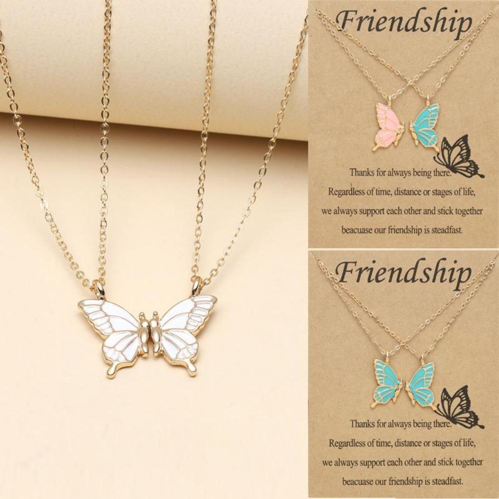 Butterfly Clavicle Chain Necklace Ladies Exquisite Double Layer Clavicle Chain Necklace Jewelry Friendship Card for Friend Ladies Gift