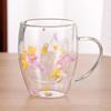 Floral Dry Flowers Cup Simple Heat Resistant Double Wall Glass Cup INS Trends High Borosilicate Glass Tea Coffee Cups