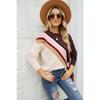 Autumn and Winter Women's Sweater Fashion Striped Colorblocking Knit Sweater Round Neck Pullover Sweater