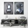 Metal Robot Abstract Art Sculpture Oil Painting Poster Exquisite Light Luxury Erotic Wall Decoration Painting Version